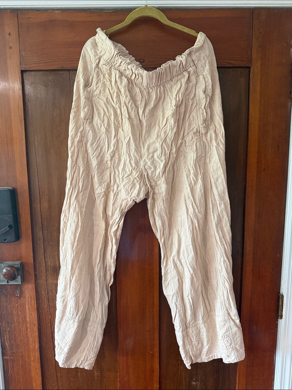 Free People Wide-Leg Linen Pants in Beige